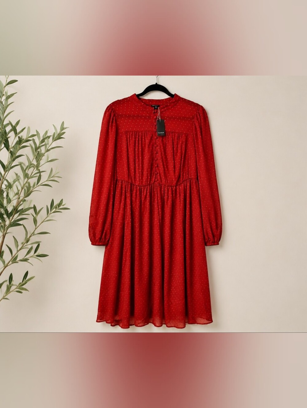 NWT Torrid Size 1 Red Swiss Dot Midi Dress Fully Lined Cottagecore Boho